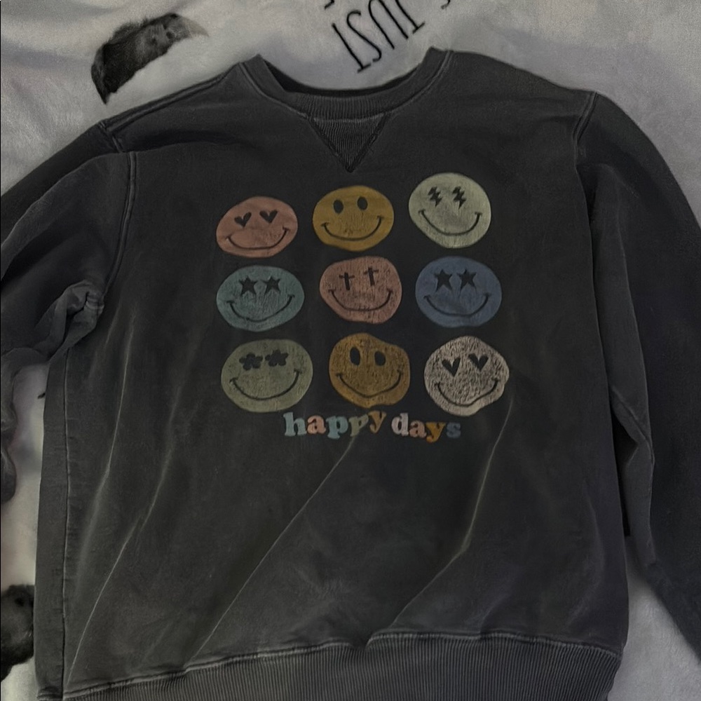 Port and Company Gray Smiley Face Sweatshirt